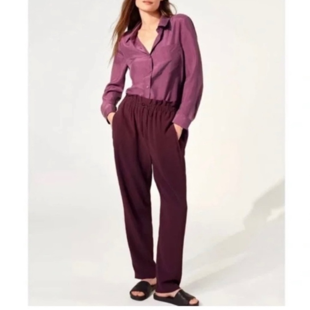 Eileen‎ Fisher Crepe Pant with Gathered Waist Cassis Size XL